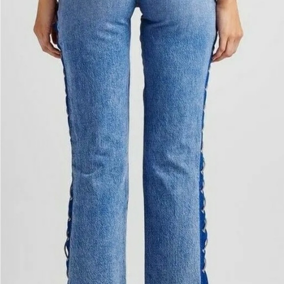 HUDSON Sz28 ZOEEY HI-WAIST CROP STRAIGHT LACE UP JEANS HIGH SPIRITS NWT - Picture 4 of 11